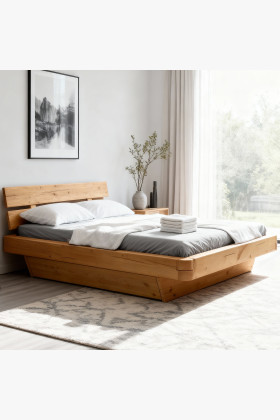 Massives Fichtenholz Bett 180 cm mit Stauraum und Schubladen